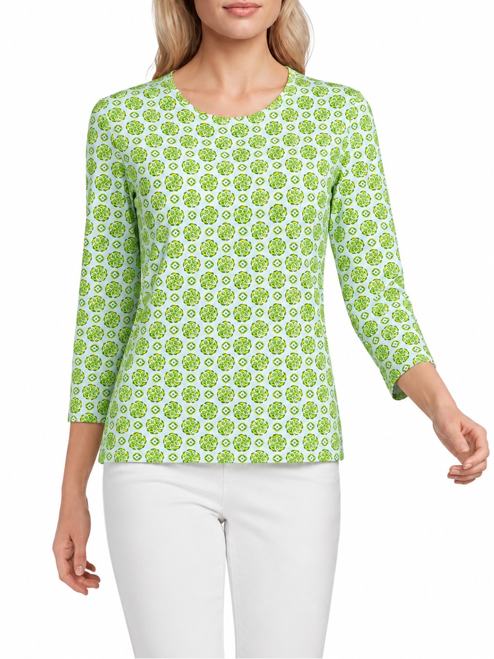 J. McLaughlin Classic Catalina Cloth 3/4 Sleeve Crewneck Top Size XS 534